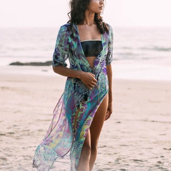 🌟Surfer Rosa Psychedelic Floral Festival Kimono - Picture 4 of 7